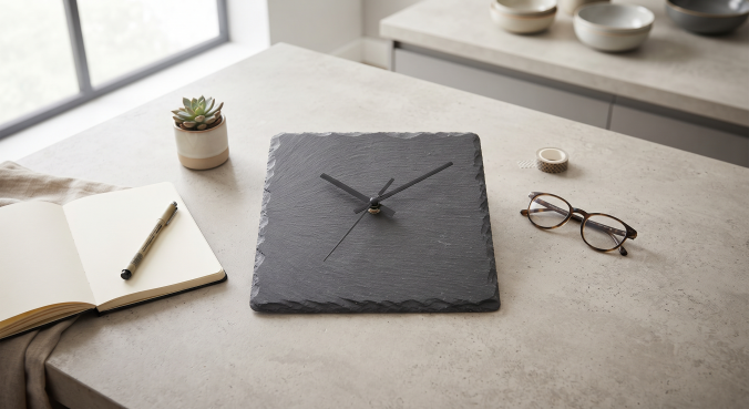 20×20 cm Rock Slate Wall/Desk Clock - Image 2
