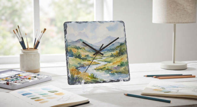 20×20 cm Rock Slate Wall/Desk Clock