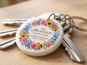 Double-Sided White Polymer Keyring