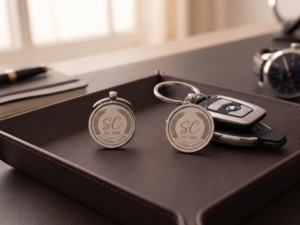 Zinc Alloy Metal Keyring + Insert Disc