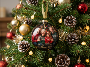 Double-Sided Aluminium Christmas Tree Baubles - Image 2