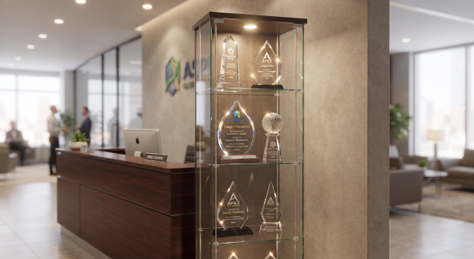 Glass Standing Award Trophy (Flame Shield) - Image 9