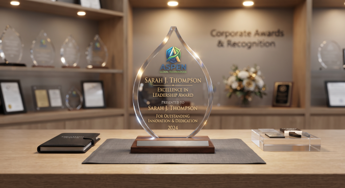 Glass Standing Award Trophy (Flame Shield) - Image 5
