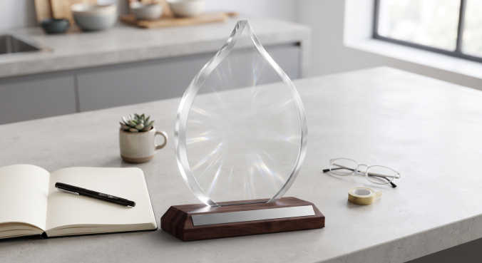 Glass Standing Award Trophy (Flame Shield) - Image 6