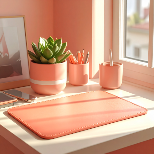 PU Leather Mousepad (Salmon/Tan/Teal) - Image 4