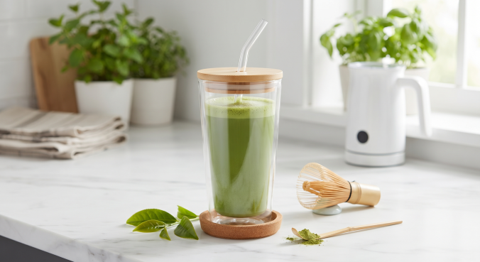 Double-Wall Plastic Tumbler + Bamboo Lid
