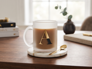 Frosted 11 oz Glass Coffee Mug