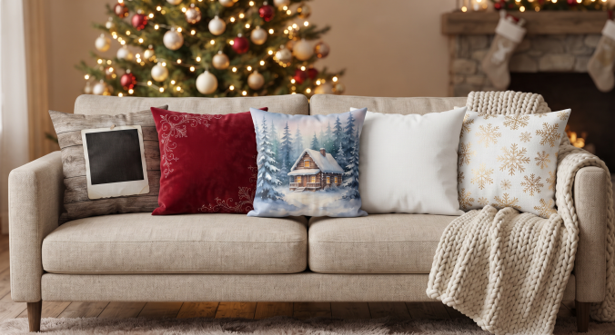 Festive Cozy Corner - Sublimated Cushion Collection