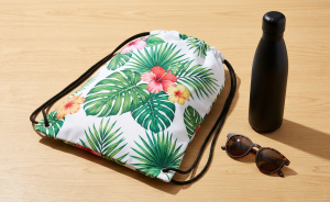 White Polyester Drawstring Bag