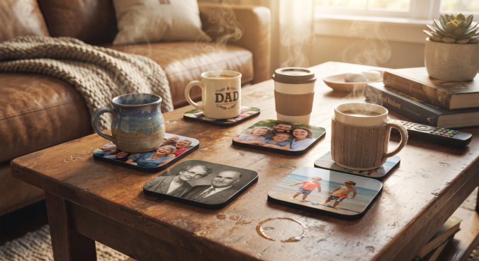 Personalised Hardboard Coasters – Set of 4 (Round / Square Options) - Image 2