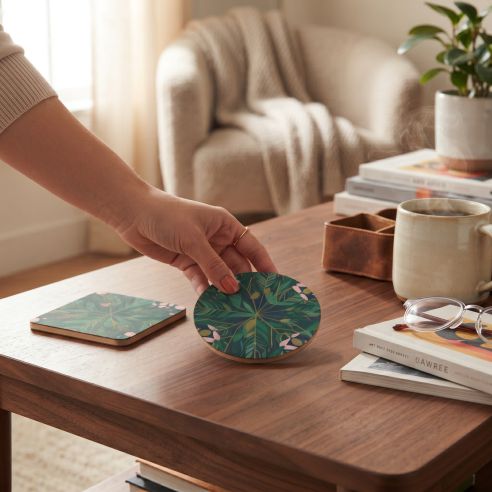 Custom Printed Square & Round Heat-Resistant Drink Coasters (9cm & 10cm Sizes) - Image 2